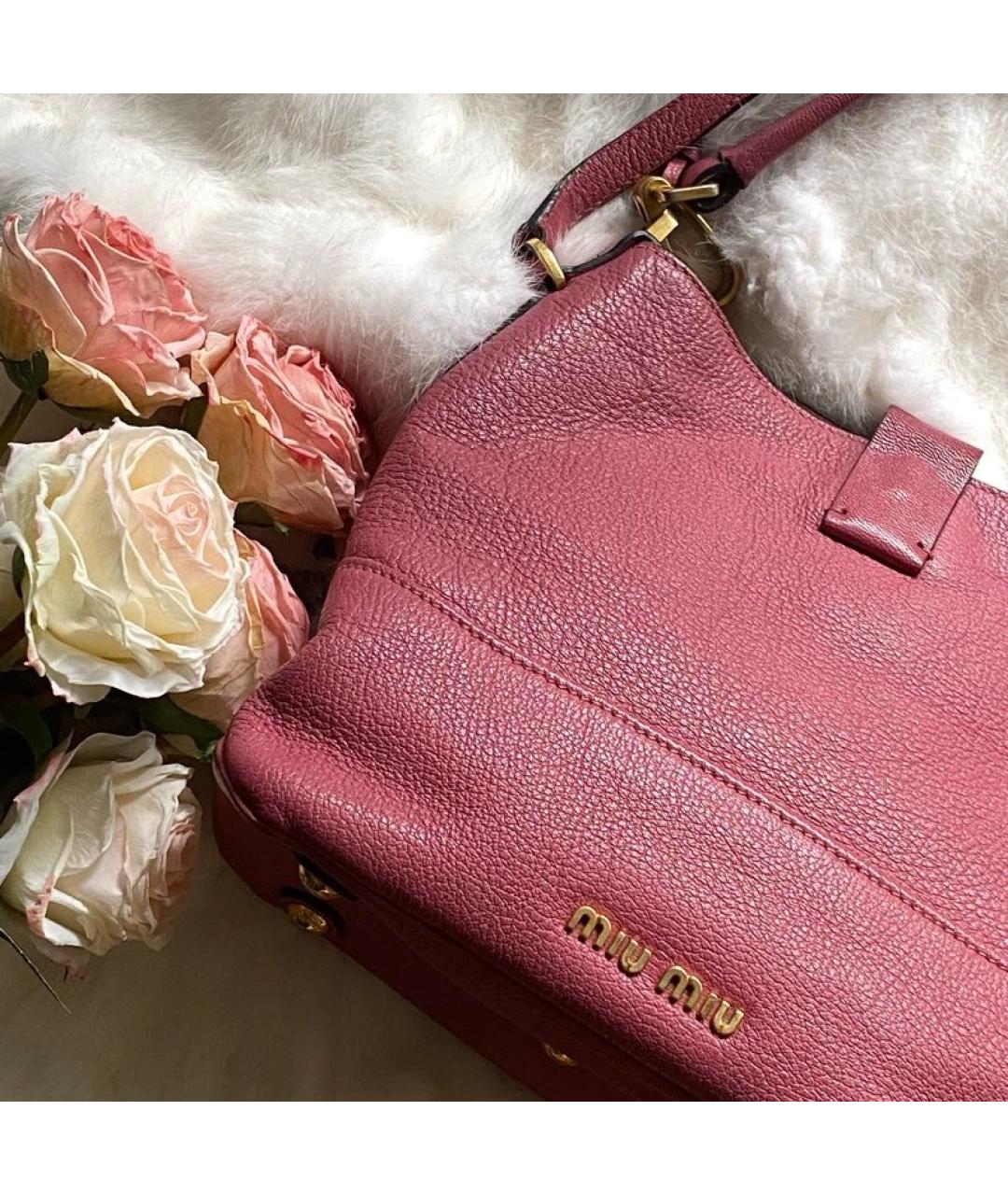 MIU MIU Розовая кожаная сумка с короткими ручками, фото 2