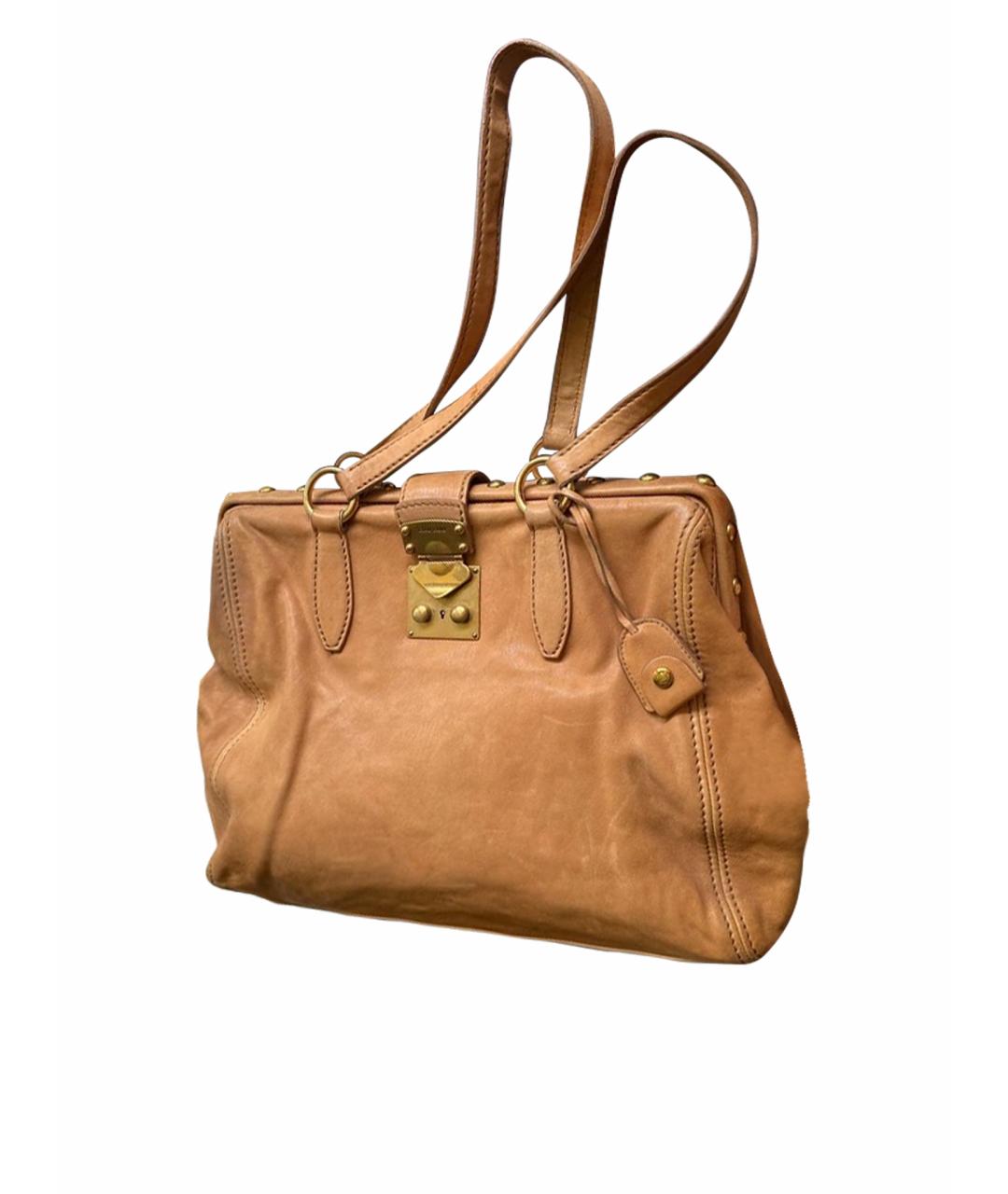 MIU MIU Коричневая кожаная сумка с короткими ручками, фото 1