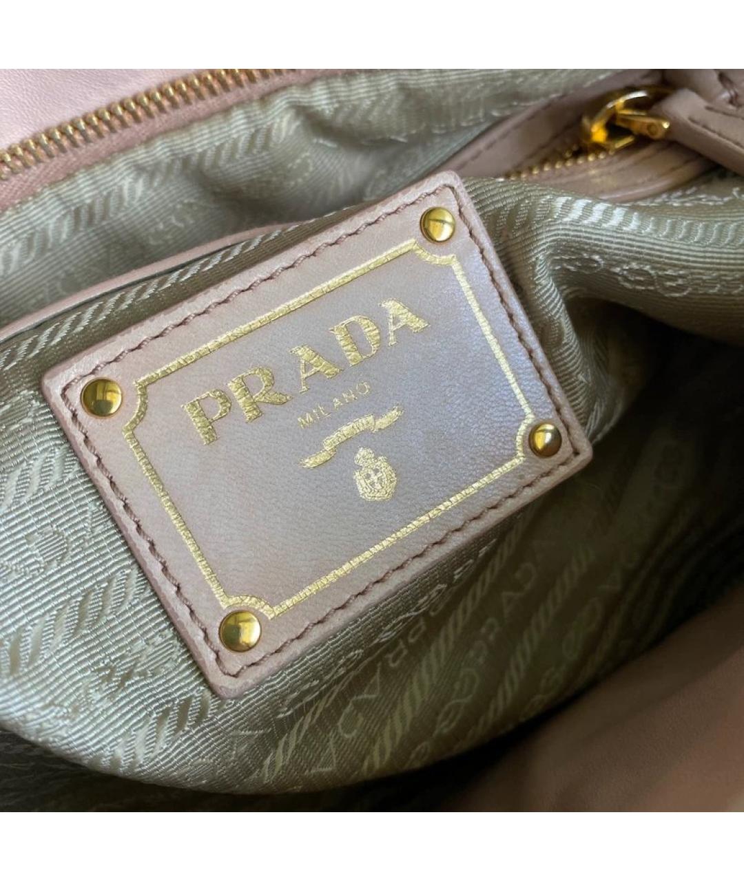PRADA Розовая кожаная сумка с короткими ручками, фото 7