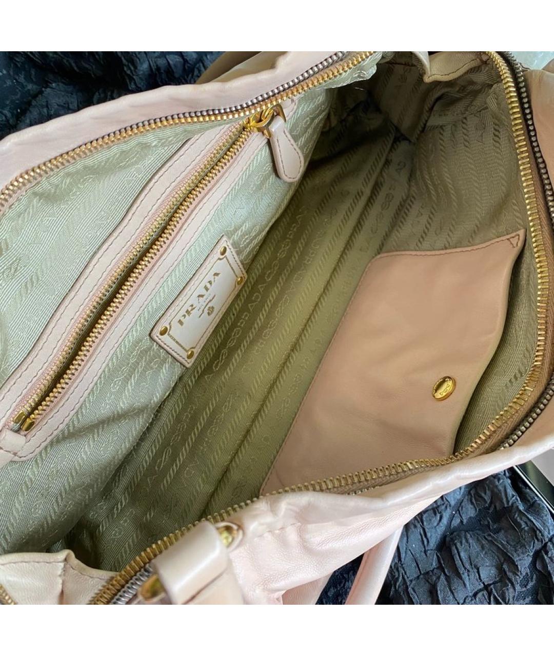 PRADA Розовая кожаная сумка с короткими ручками, фото 6