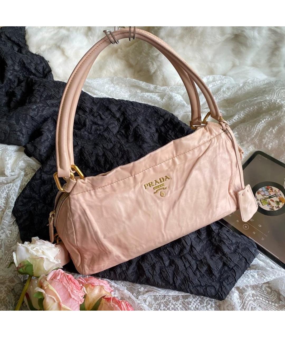 PRADA Розовая кожаная сумка с короткими ручками, фото 10