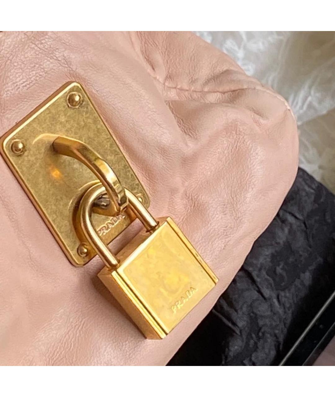 PRADA Розовая кожаная сумка с короткими ручками, фото 4