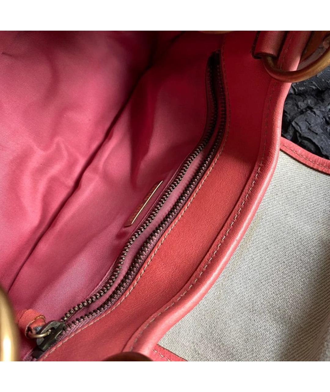 MIU MIU Бежевая тканевая сумка с короткими ручками, фото 5