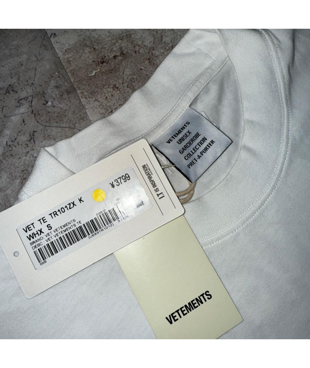 VETEMENTS Белая хлопковая футболка, фото 3