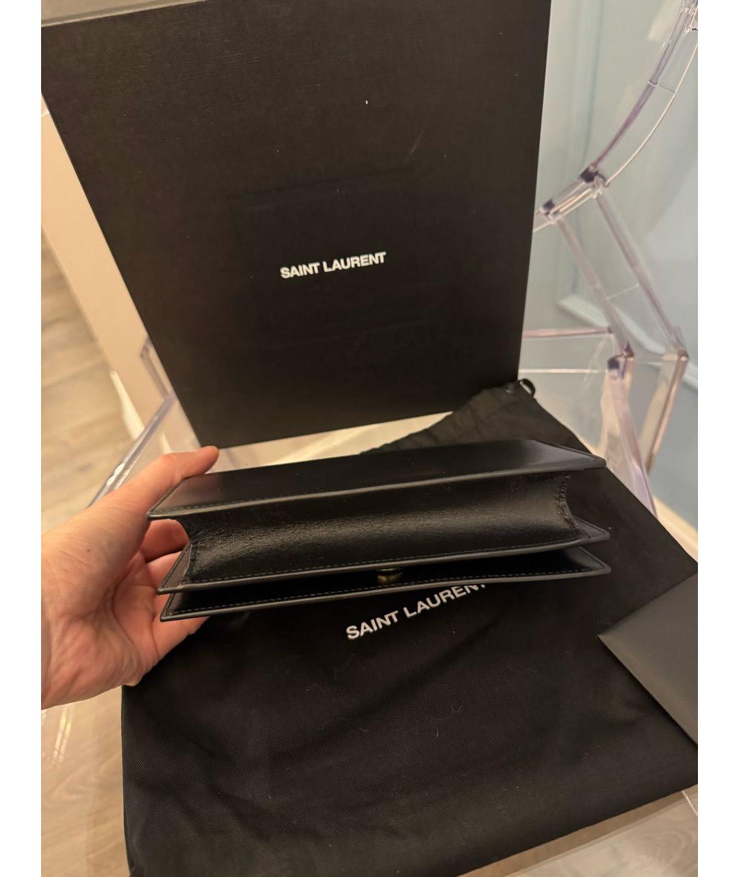 SAINT LAURENT Черная кожаная сумка через плечо, фото 5