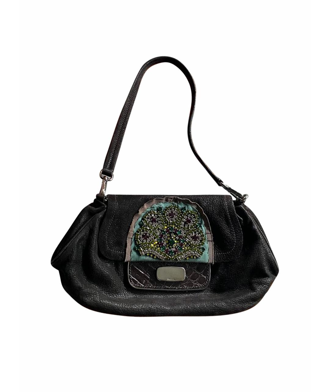 PRADA Черная сумка с короткими ручками из экзотической кожи, фото 1