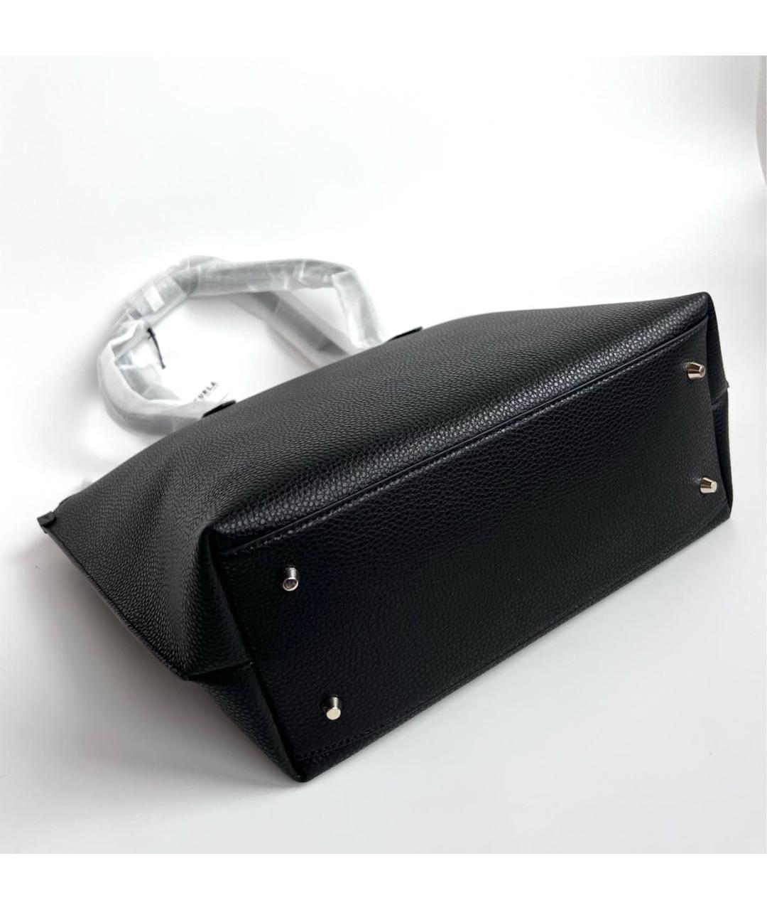 FURLA Черная кожаная сумка тоут, фото 5