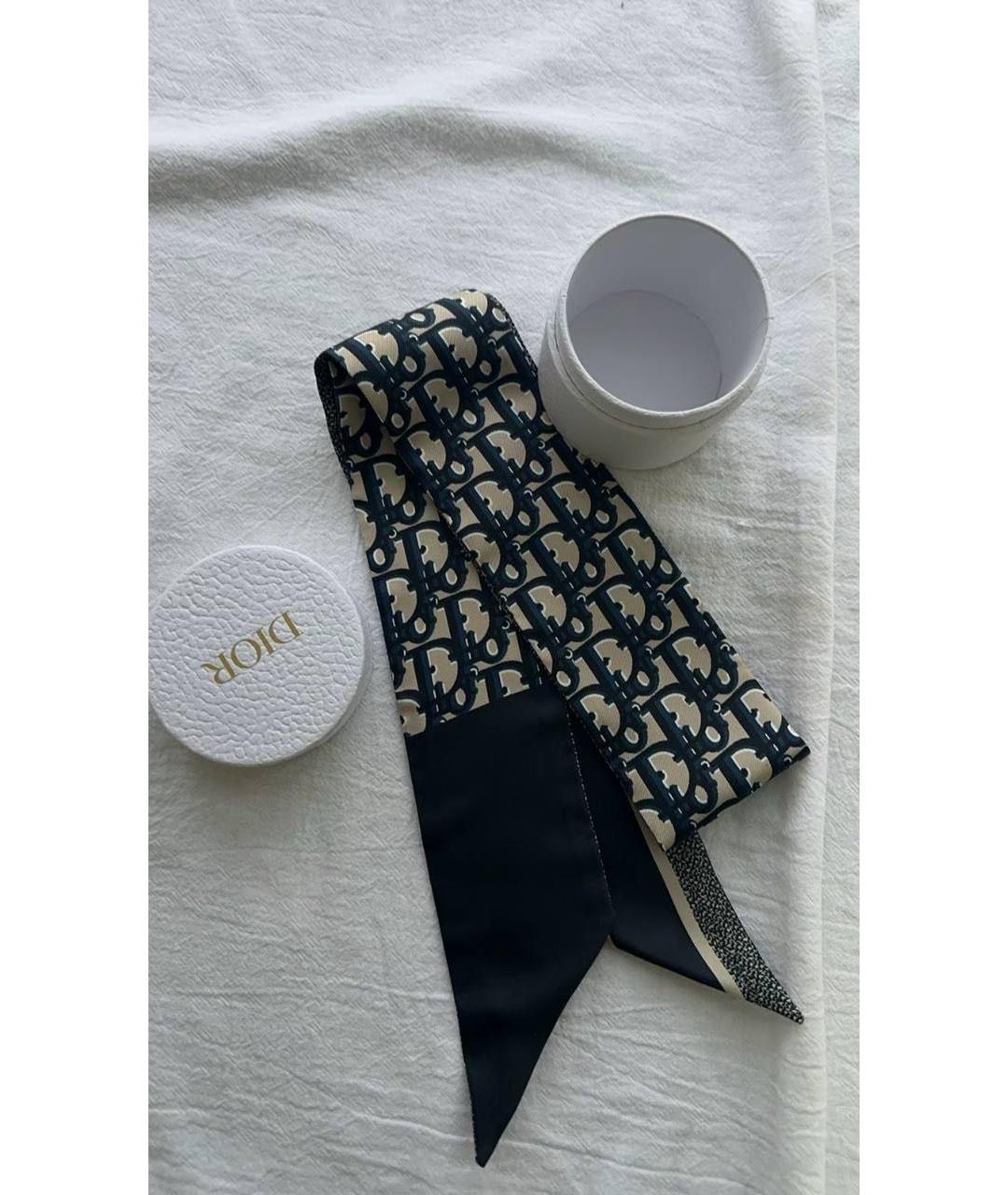 CHRISTIAN DIOR Темно-синий шелковый платок, фото 2