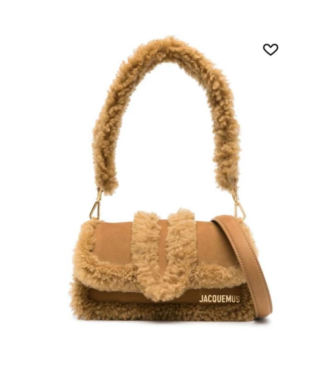 JACQUEMUS Бежевая замшевая сумка с короткими ручками, фото 1