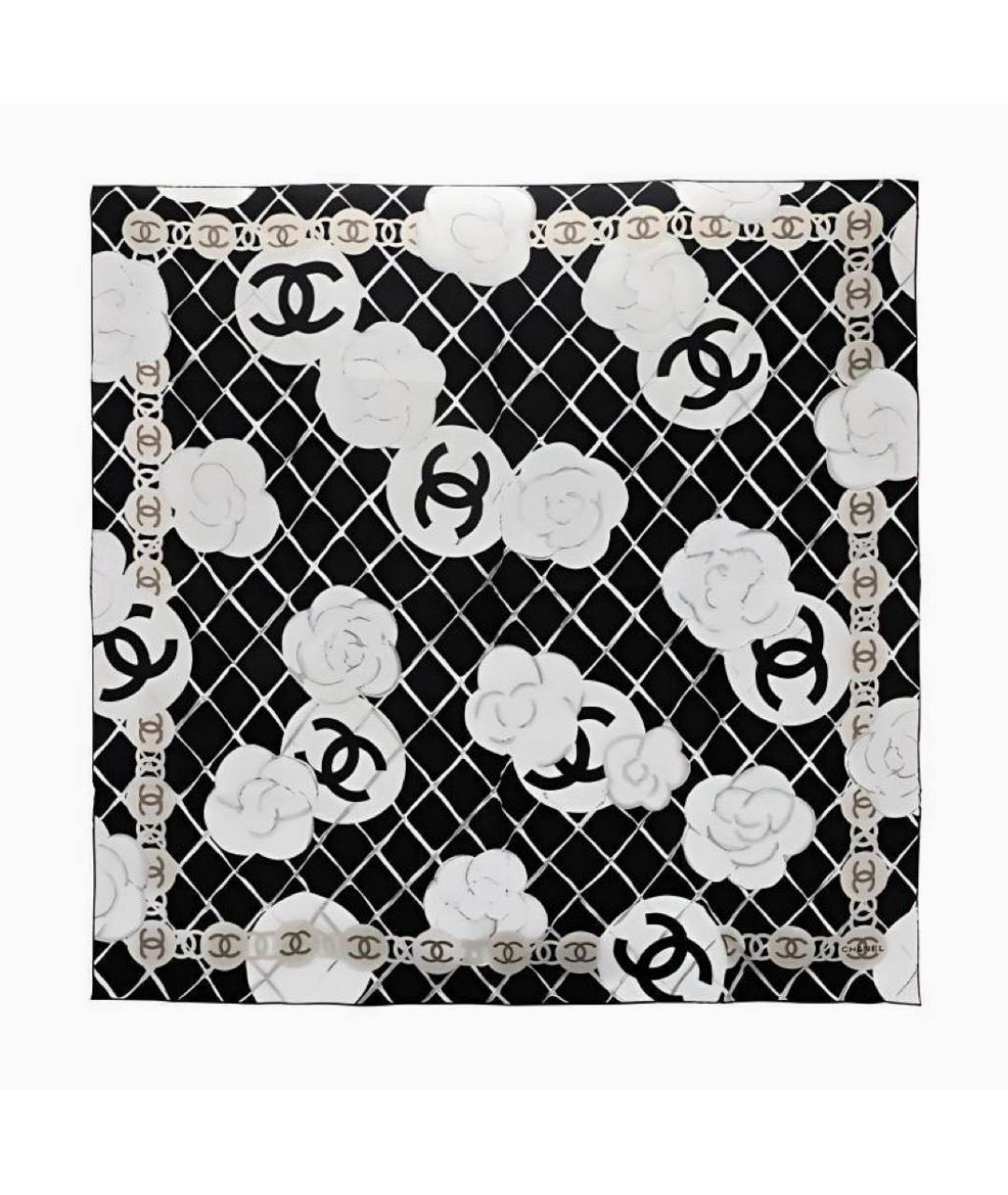 CHANEL Черный шелковый платок, фото 3