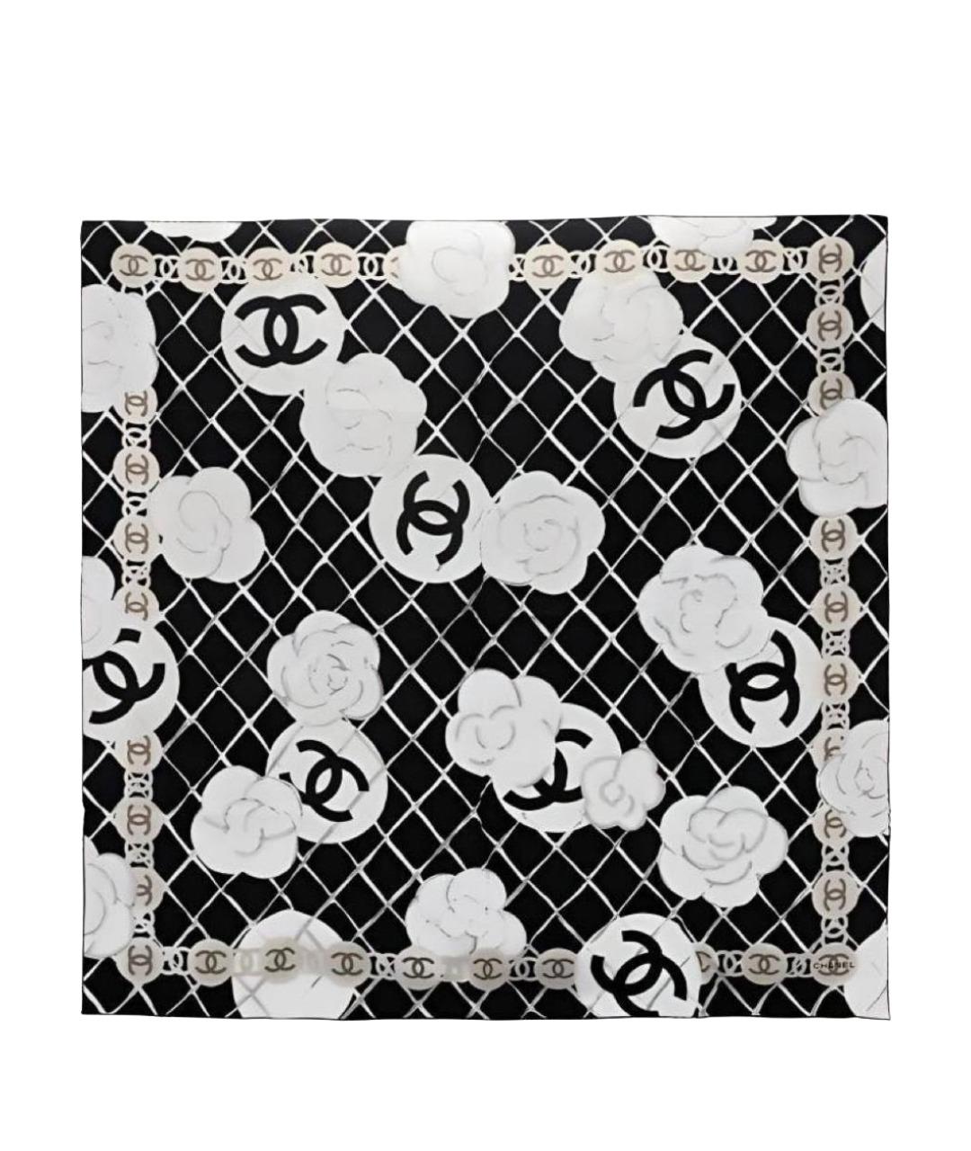 CHANEL Черный шелковый платок, фото 1