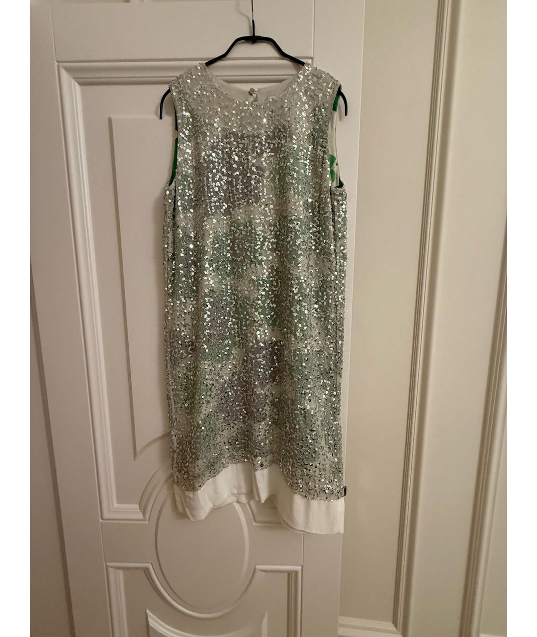 DIANE VON FURSTENBERG Серебряное шелковое коктейльное платье, фото 5