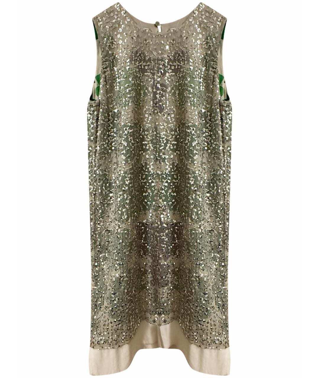 DIANE VON FURSTENBERG Серебряное шелковое коктейльное платье, фото 1