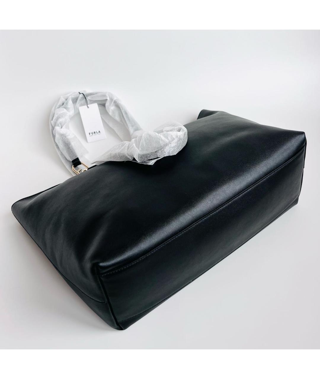 FURLA Черная кожаная сумка тоут, фото 7