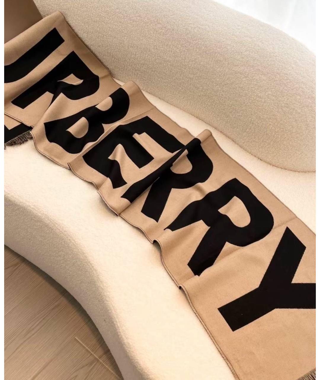 BURBERRY Бежевый шерстяной шарф, фото 3
