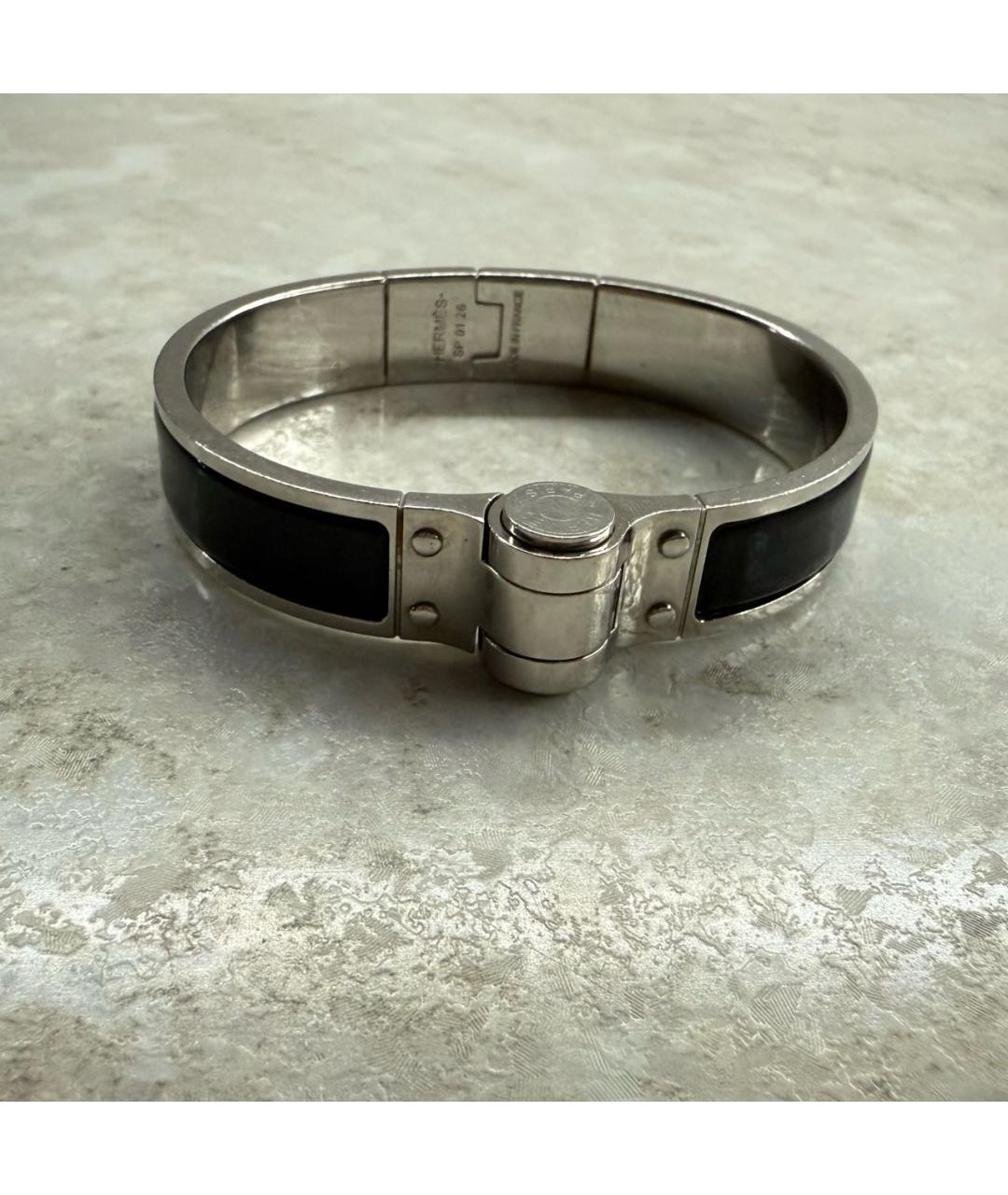 HERMES Черный металлический браслет, фото 8