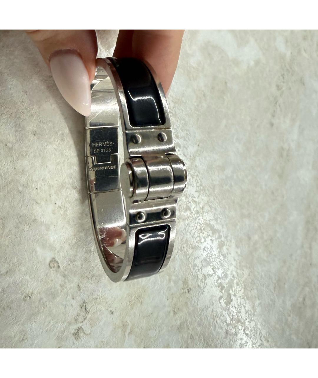 HERMES Черный металлический браслет, фото 7