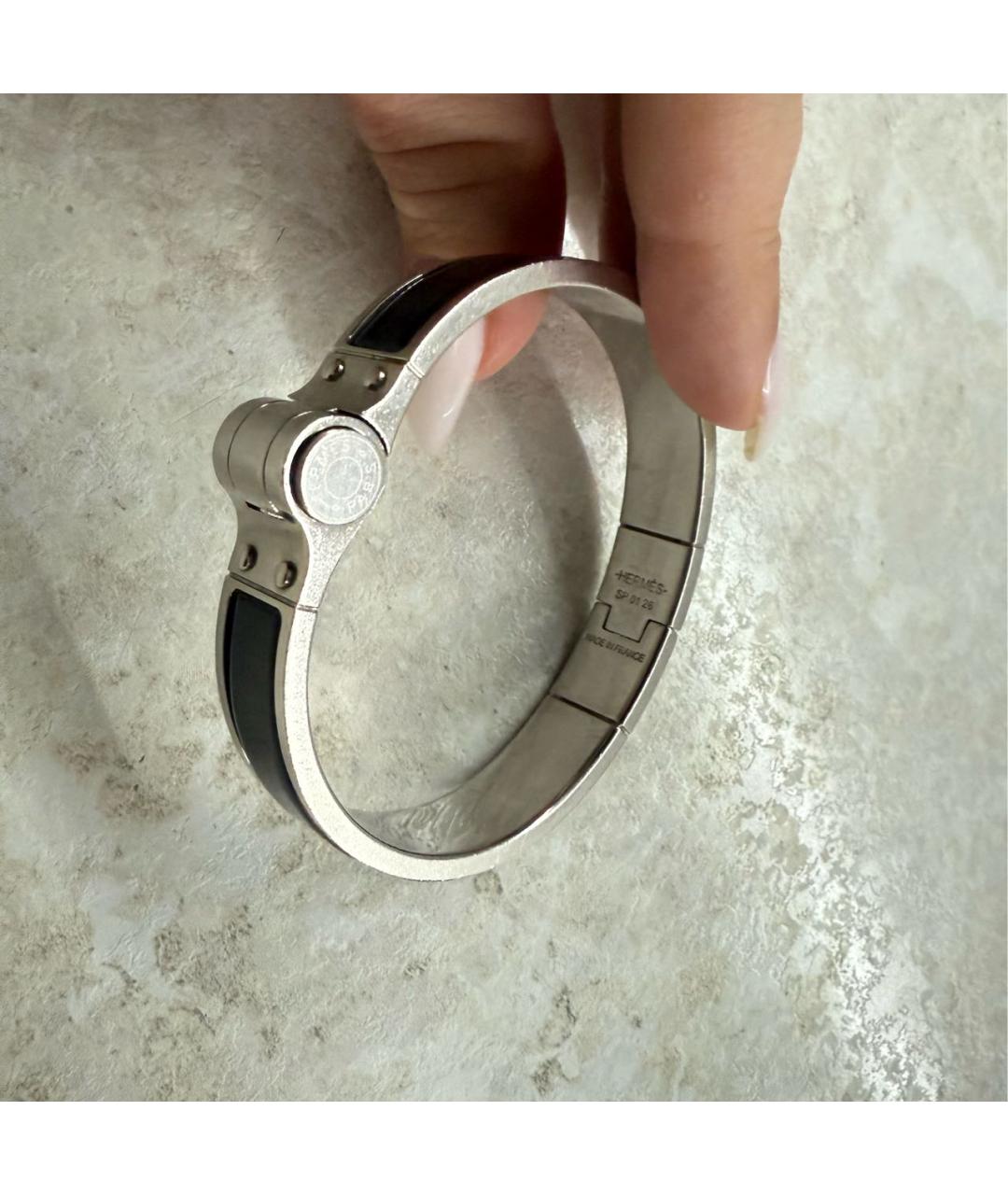 HERMES Черный металлический браслет, фото 6