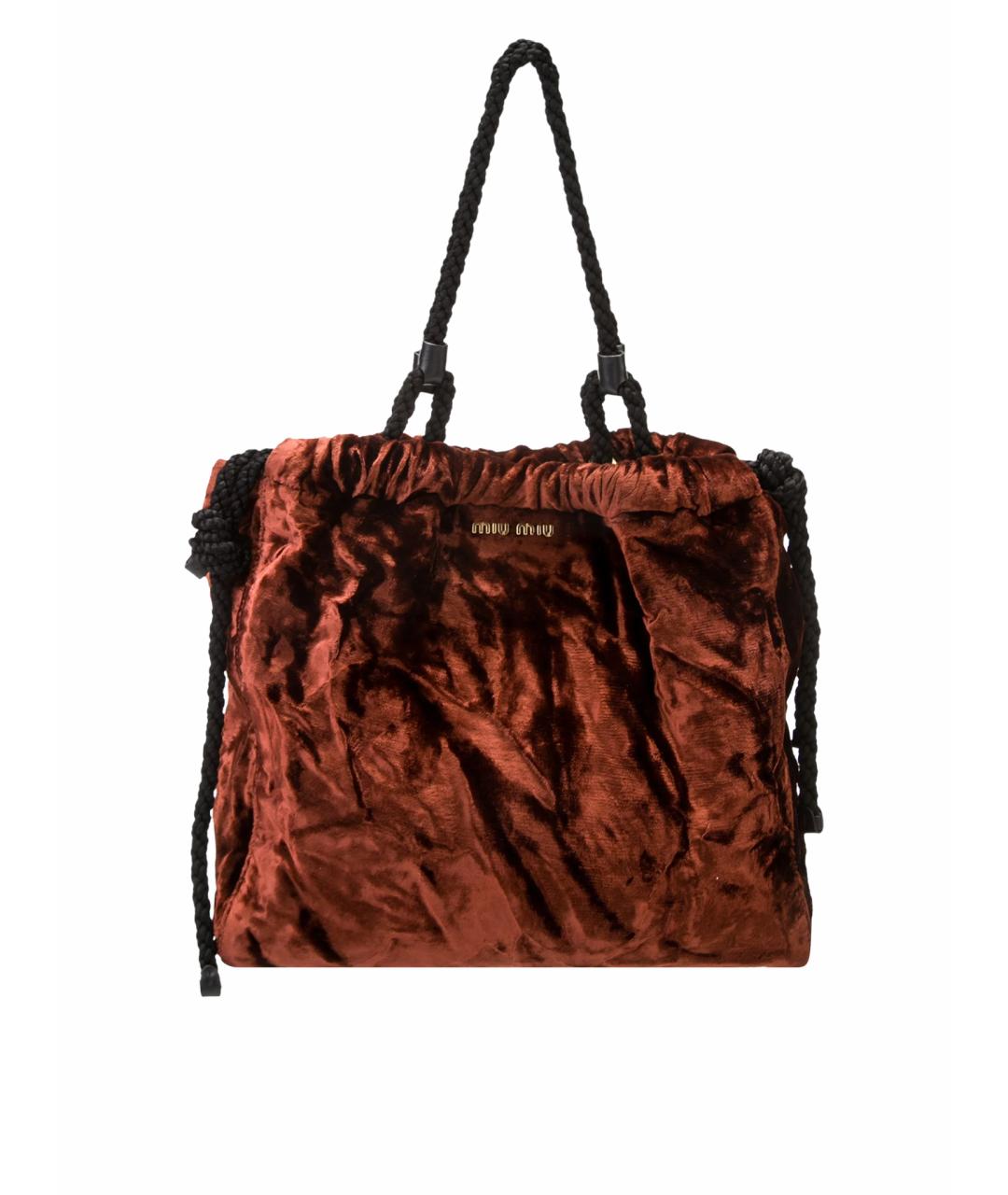 MIU MIU Коричневая бархатная сумка с короткими ручками, фото 1