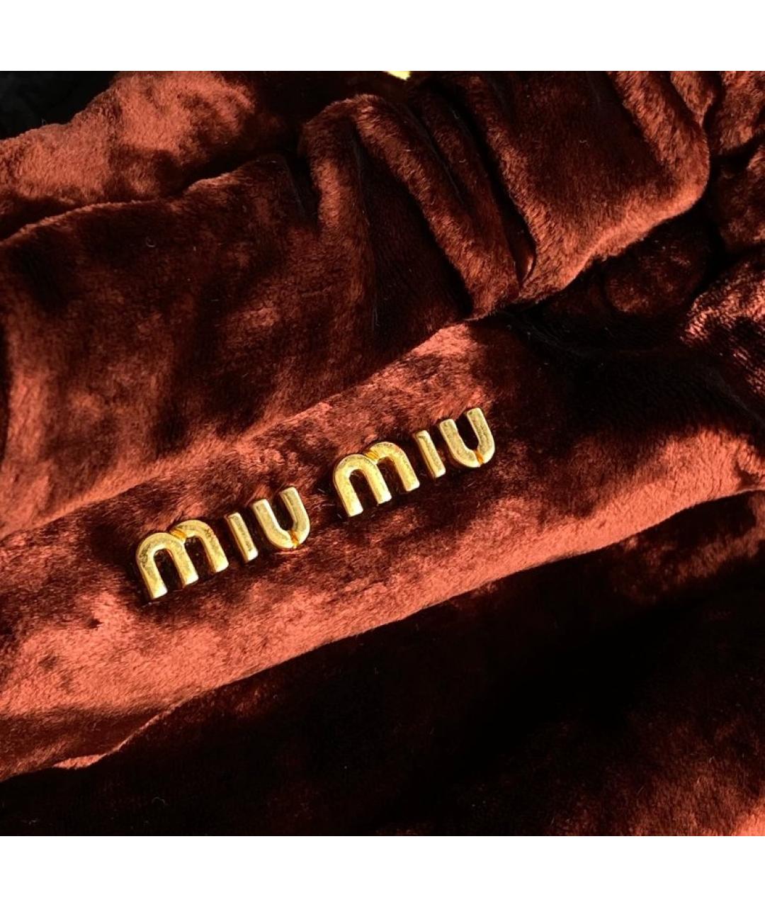 MIU MIU Коричневая бархатная сумка с короткими ручками, фото 2