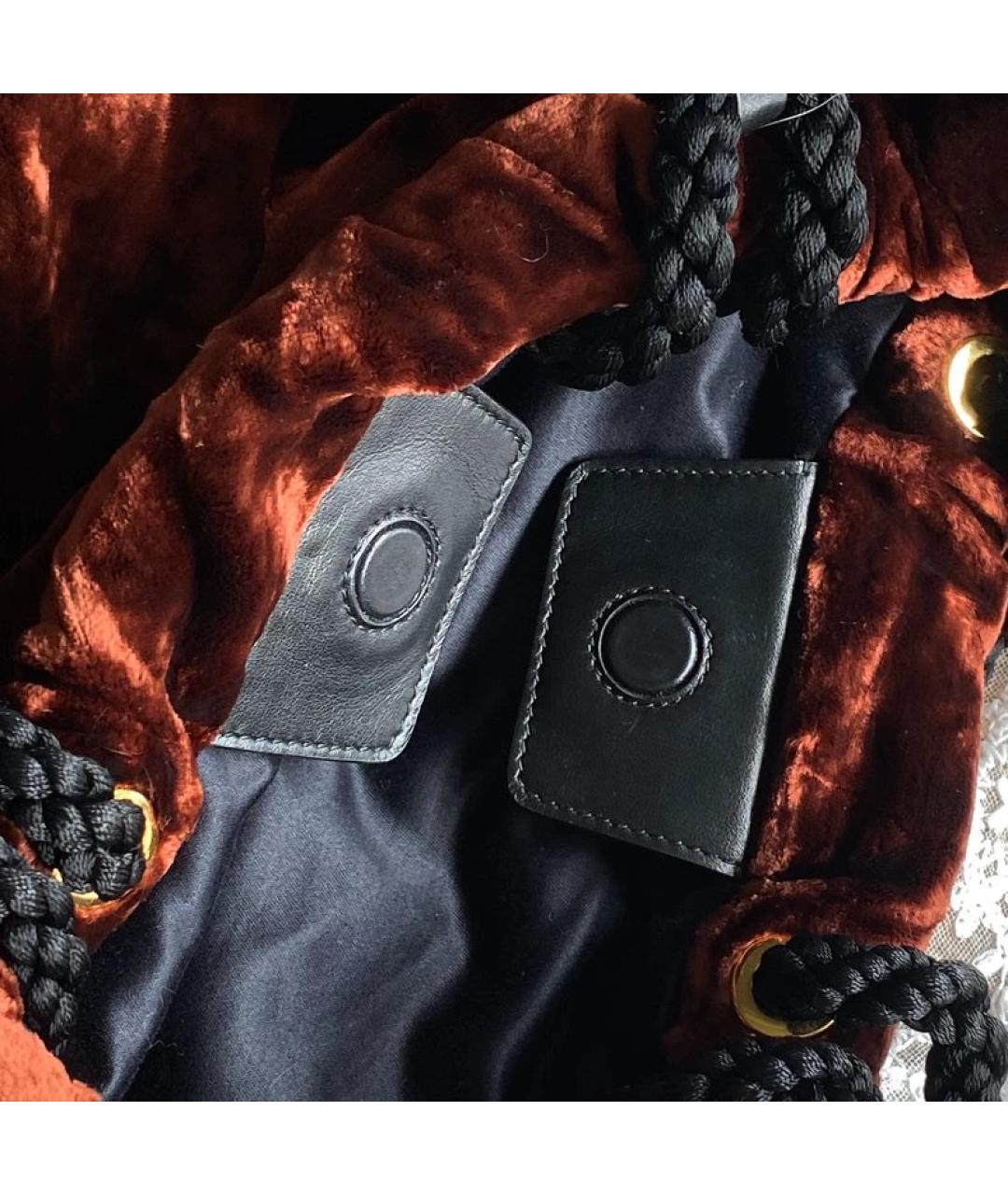 MIU MIU Коричневая бархатная сумка с короткими ручками, фото 3