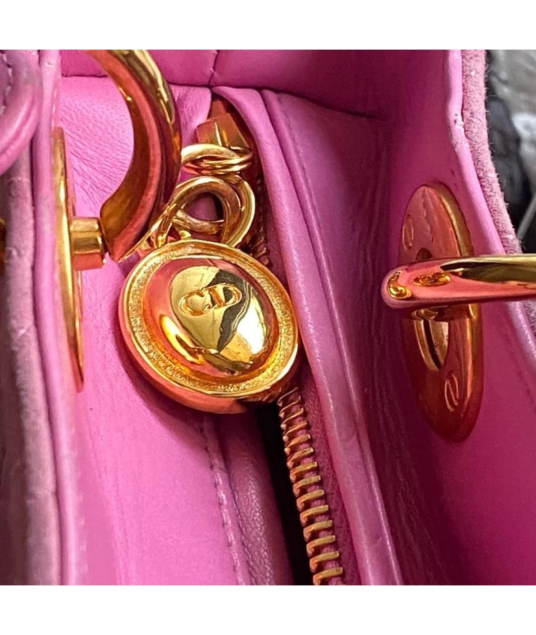 CHRISTIAN DIOR Розовая замшевая сумка с короткими ручками, фото 4