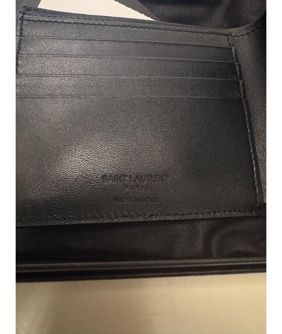 SAINT LAURENT Черный кожаный кошелек, фото 3