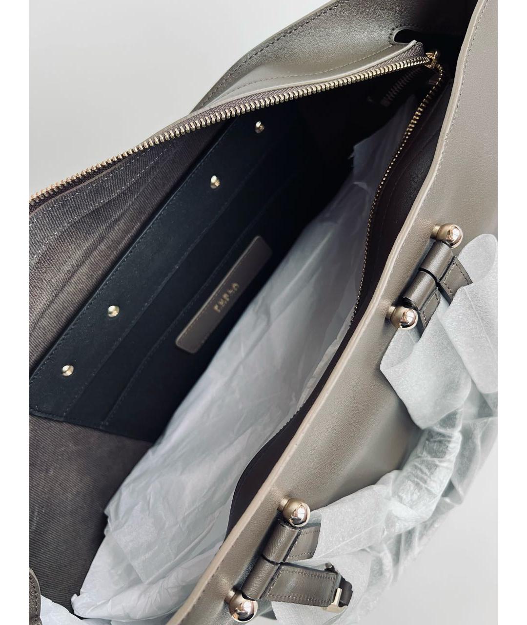 FURLA Коричневая кожаная сумка тоут, фото 4