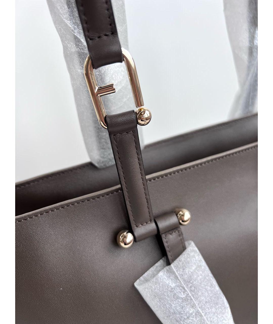 FURLA Коричневая кожаная сумка тоут, фото 7