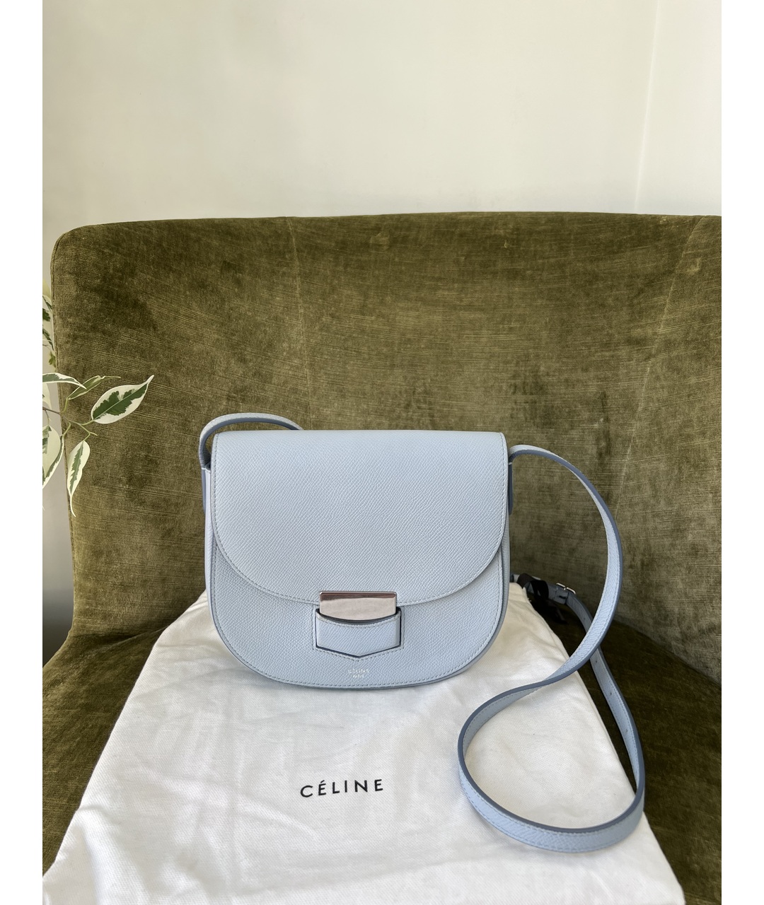 CELINE PRE-OWNED Голубая кожаная сумка через плечо, фото 2