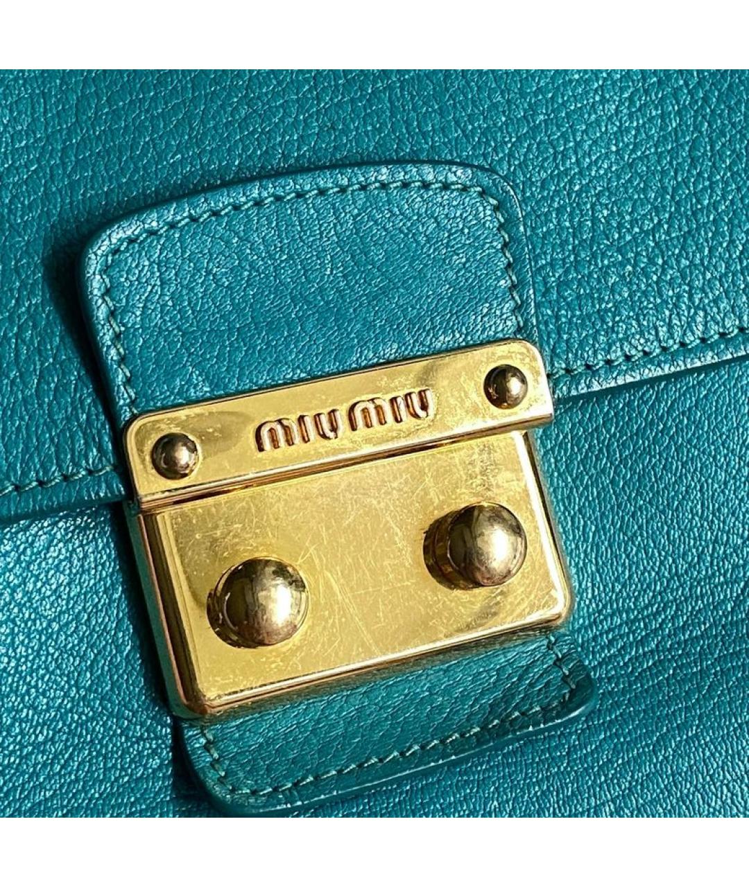 MIU MIU Бирюзовая кожаная сумка с короткими ручками, фото 2