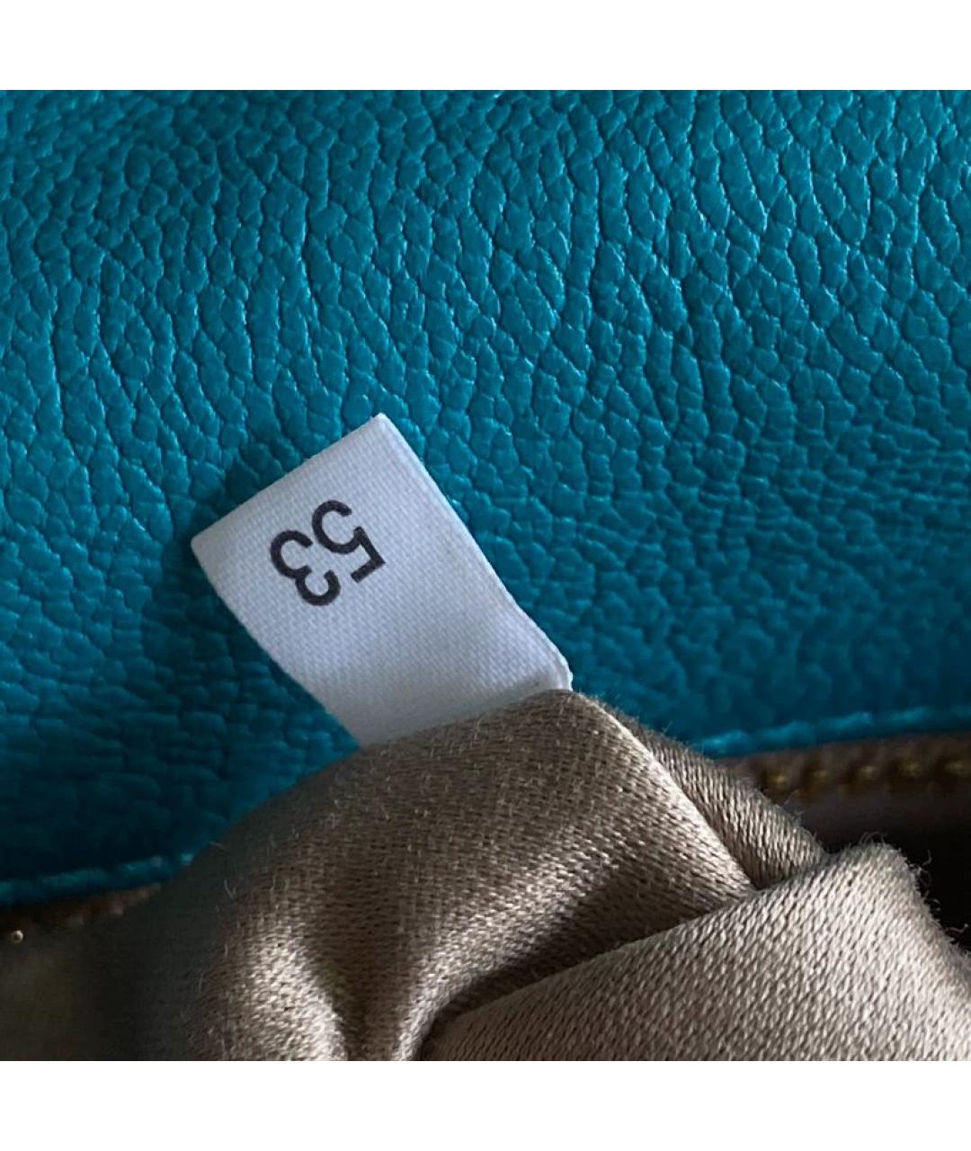 MIU MIU Бирюзовая кожаная сумка с короткими ручками, фото 6