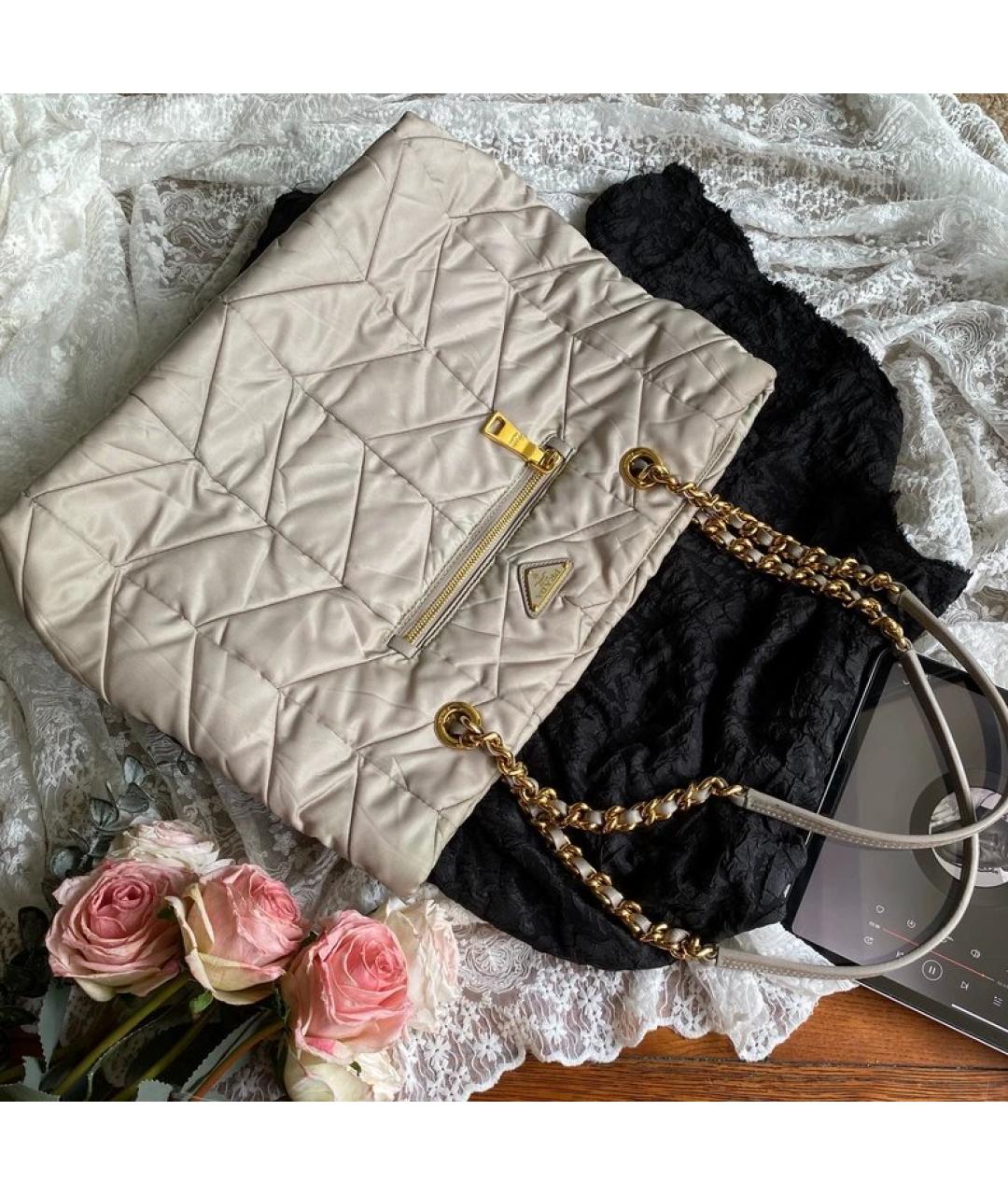 PRADA Серая синтетическая сумка тоут, фото 9