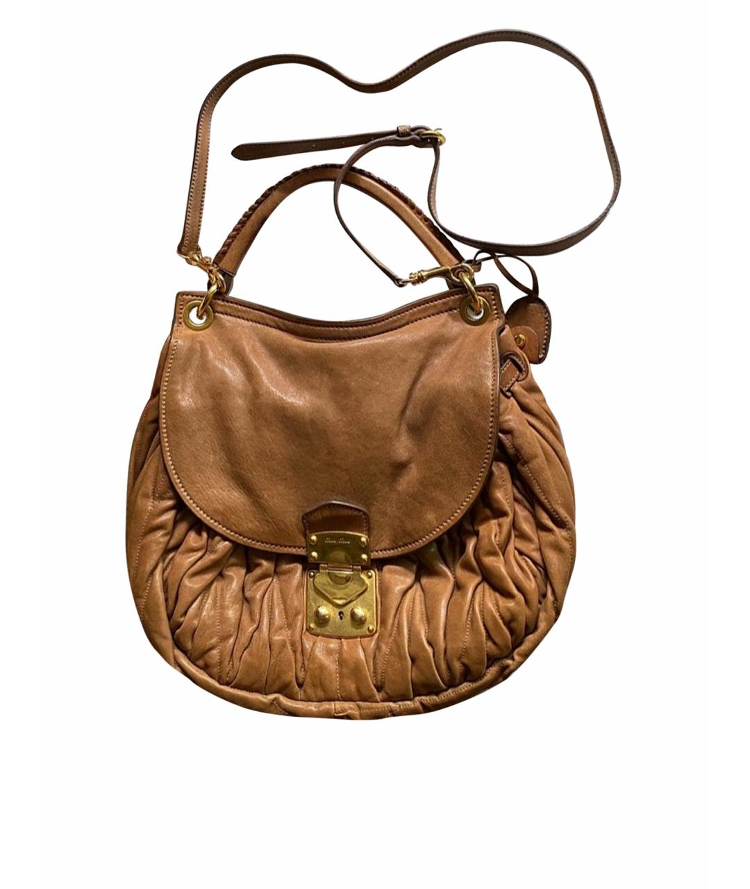 MIU MIU Коричневая кожаная сумка через плечо, фото 1