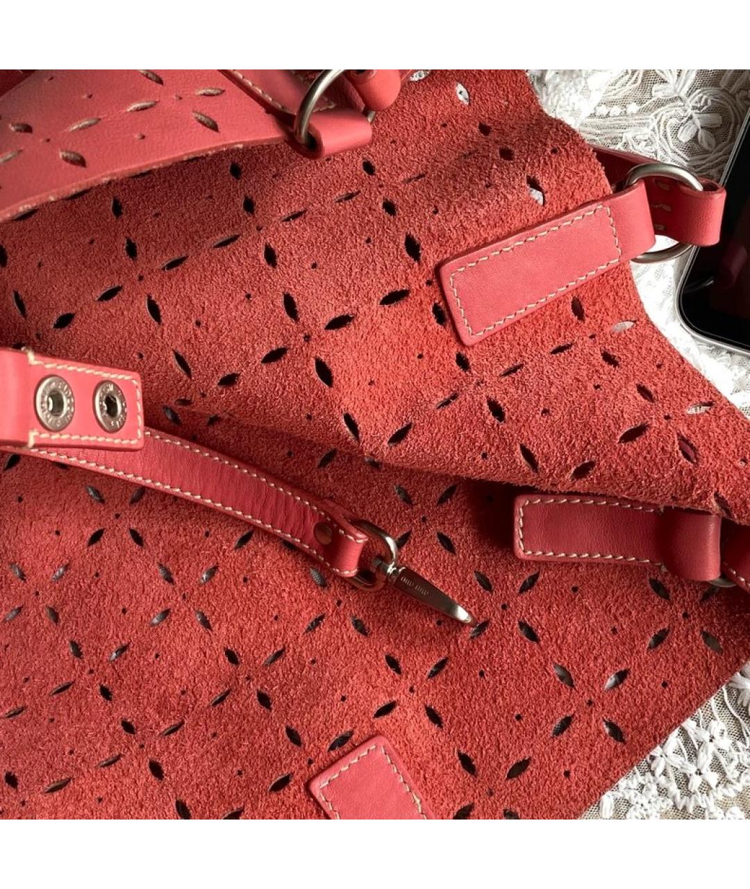 MIU MIU Коралловая кожаная сумка тоут, фото 3