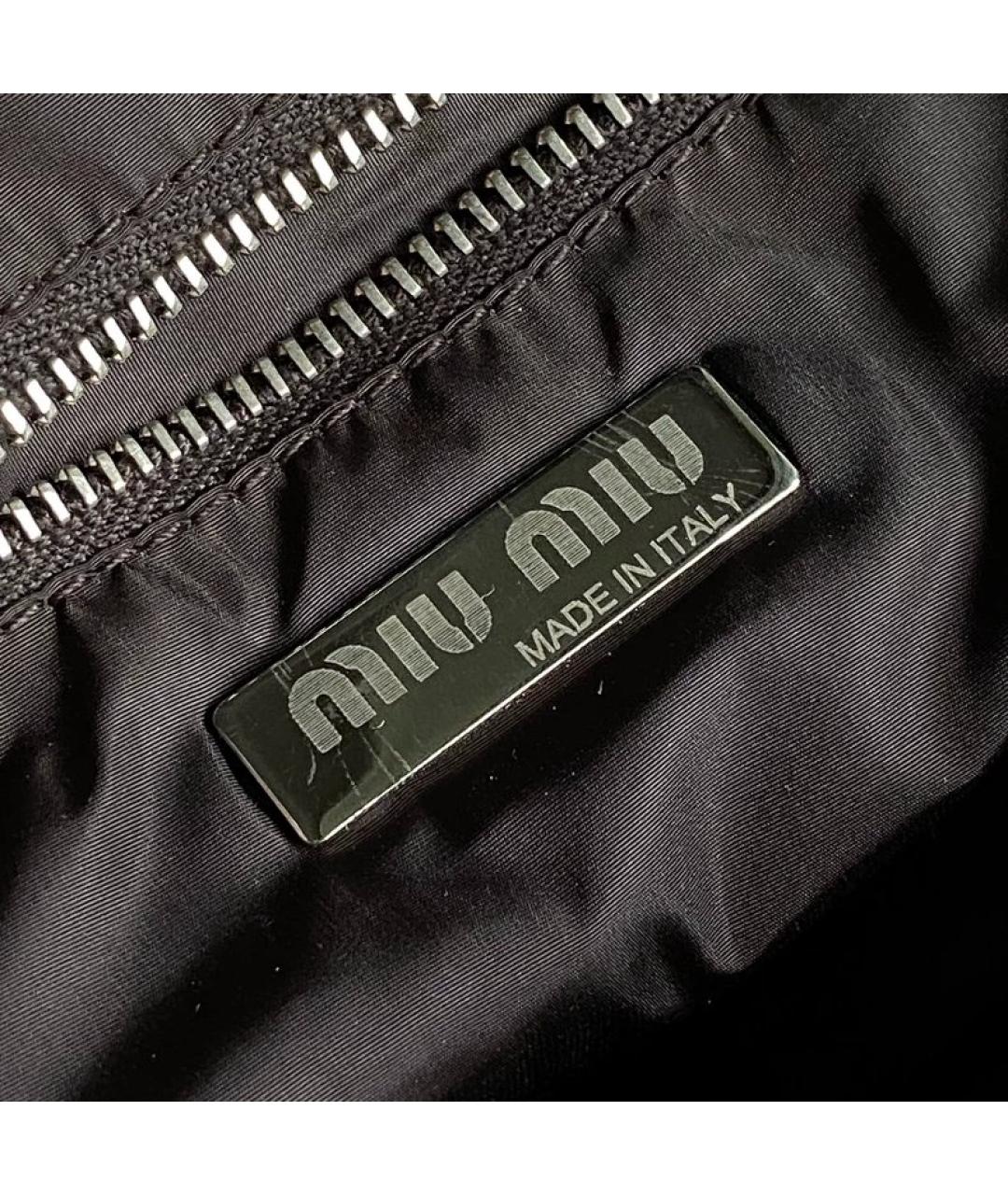 MIU MIU Антрацитовая льняная сумка с короткими ручками, фото 4