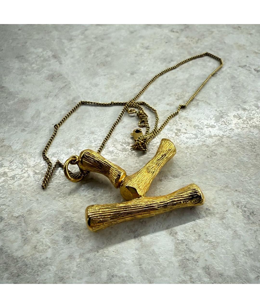 CELINE Золотое латунное колье, фото 3