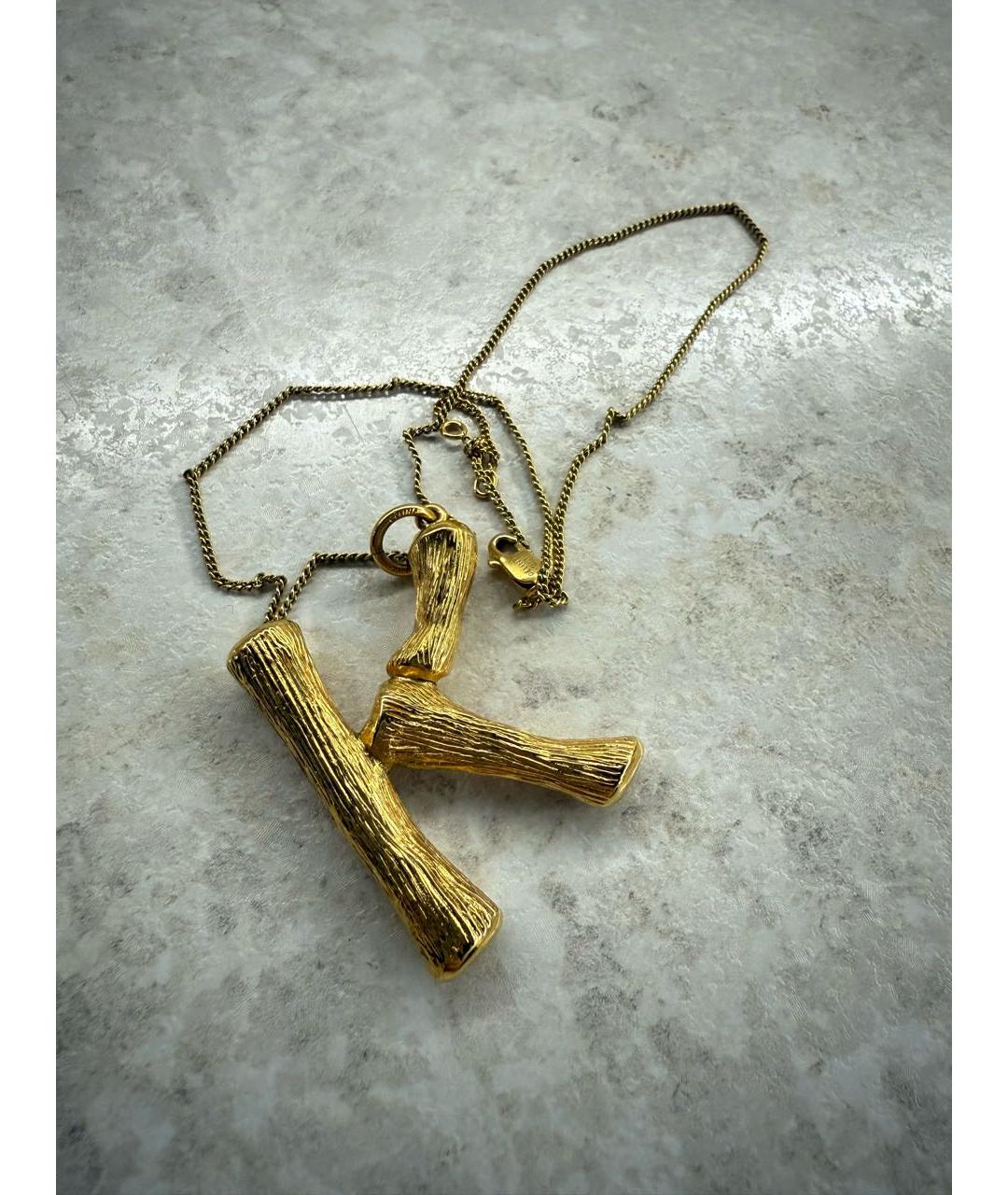 CELINE Золотое латунное колье, фото 2