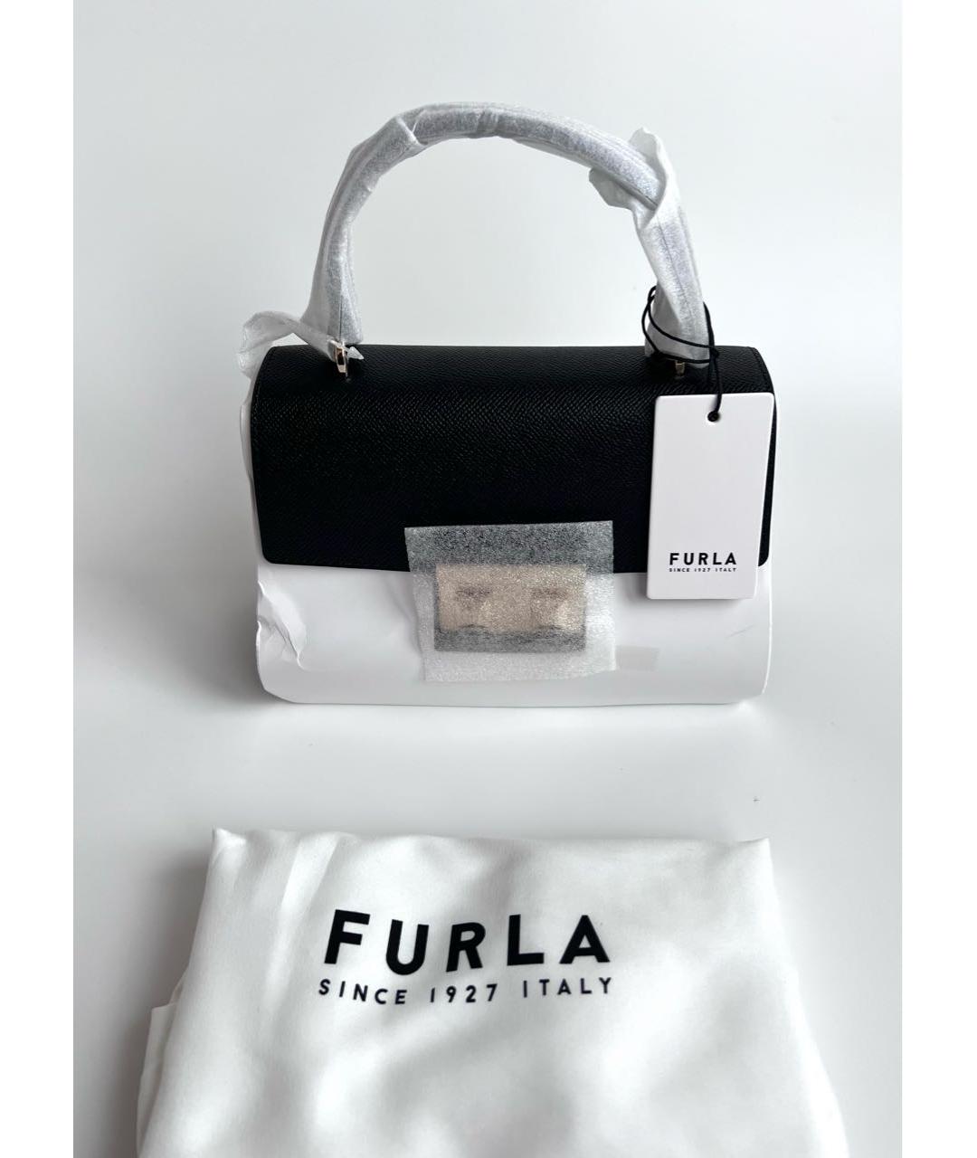 FURLA Черная кожаная сумка с короткими ручками, фото 7