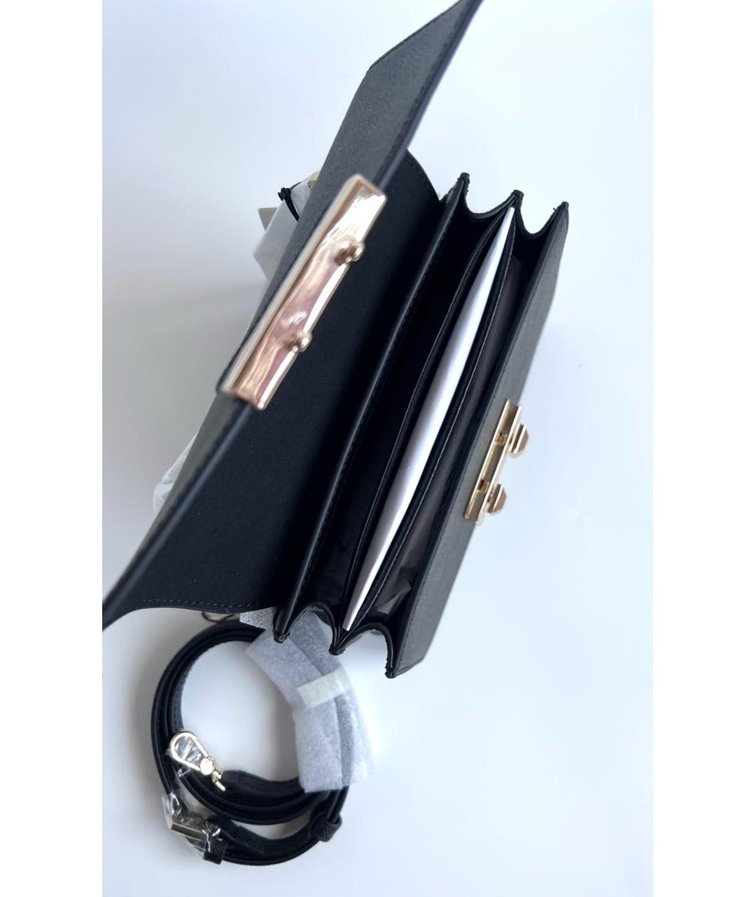 FURLA Черная кожаная сумка с короткими ручками, фото 4