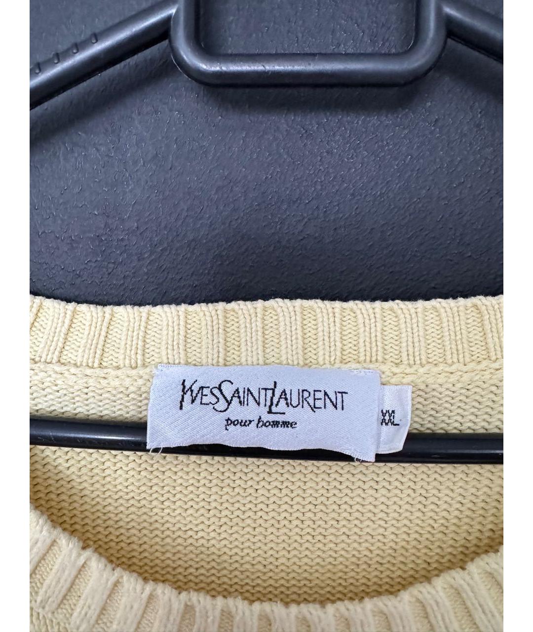 SAINT LAURENT Желтый хлопковый джемпер / свитер, фото 4