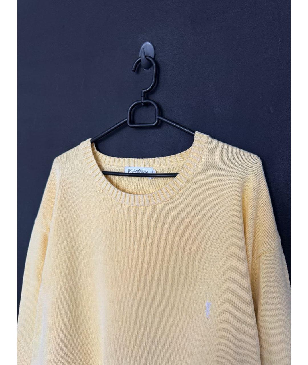 SAINT LAURENT Желтый хлопковый джемпер / свитер, фото 2