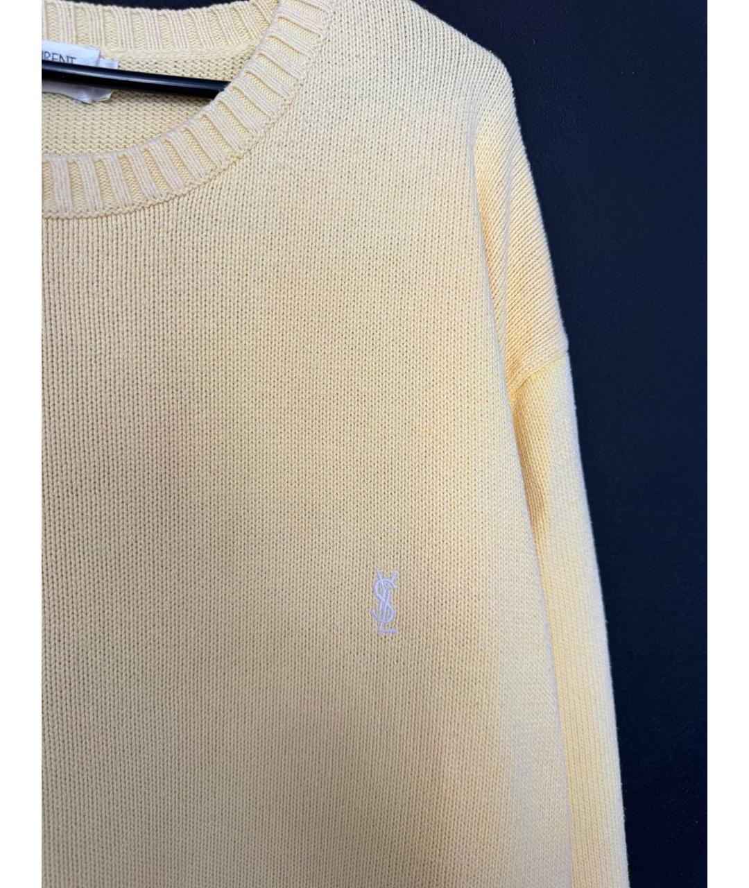 SAINT LAURENT Желтый хлопковый джемпер / свитер, фото 3