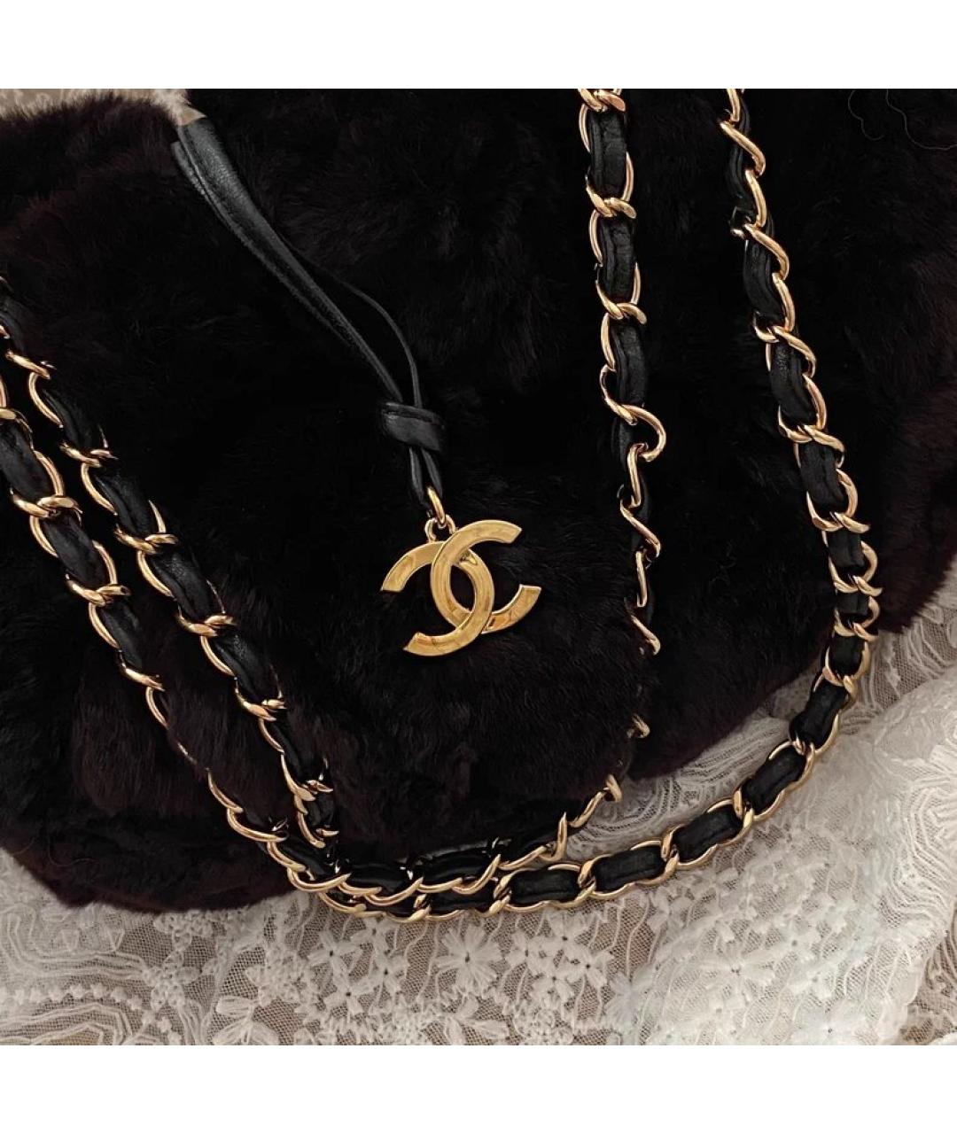 CHANEL Коричневая меховая сумка через плечо, фото 3