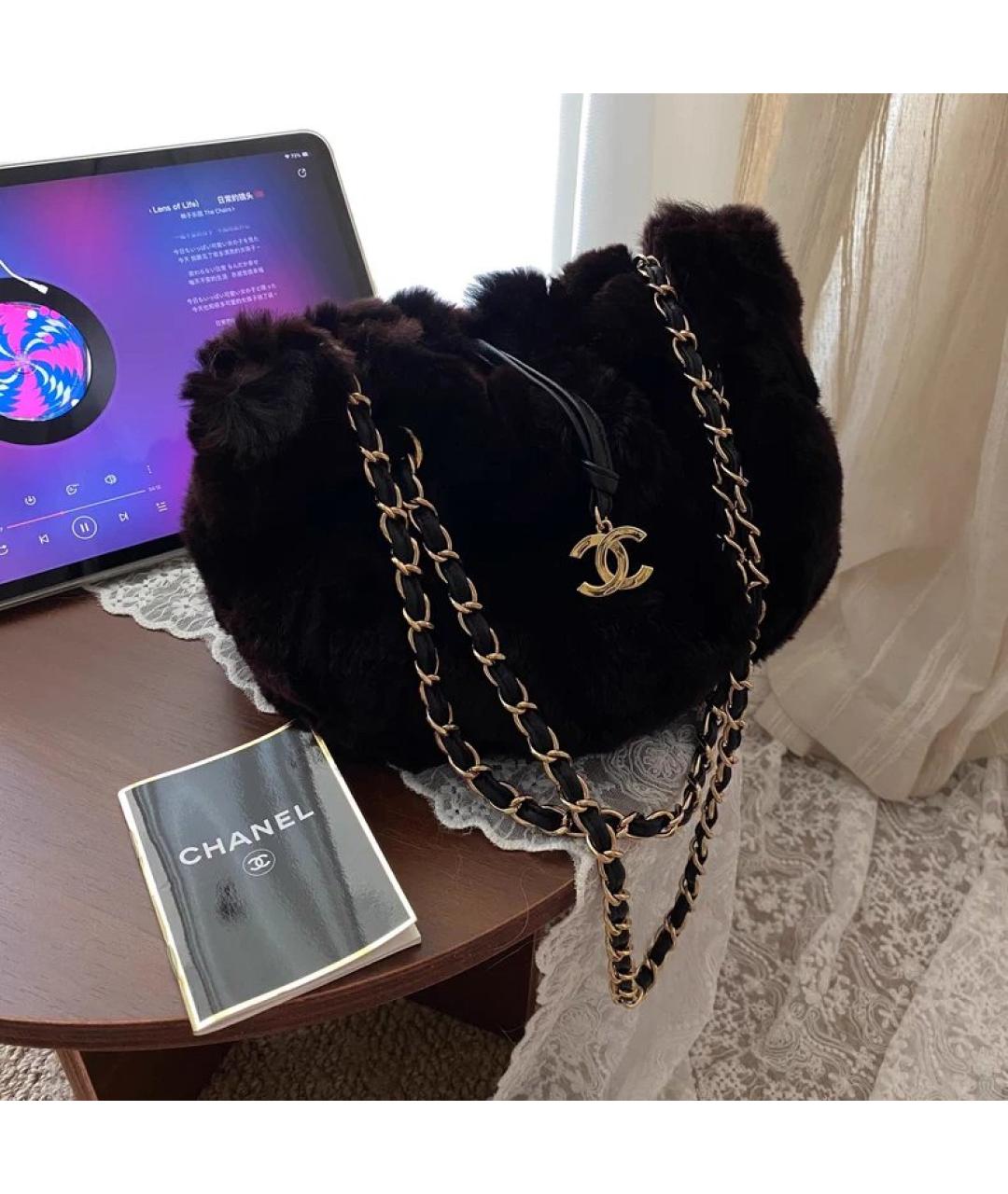 CHANEL Коричневая меховая сумка через плечо, фото 9