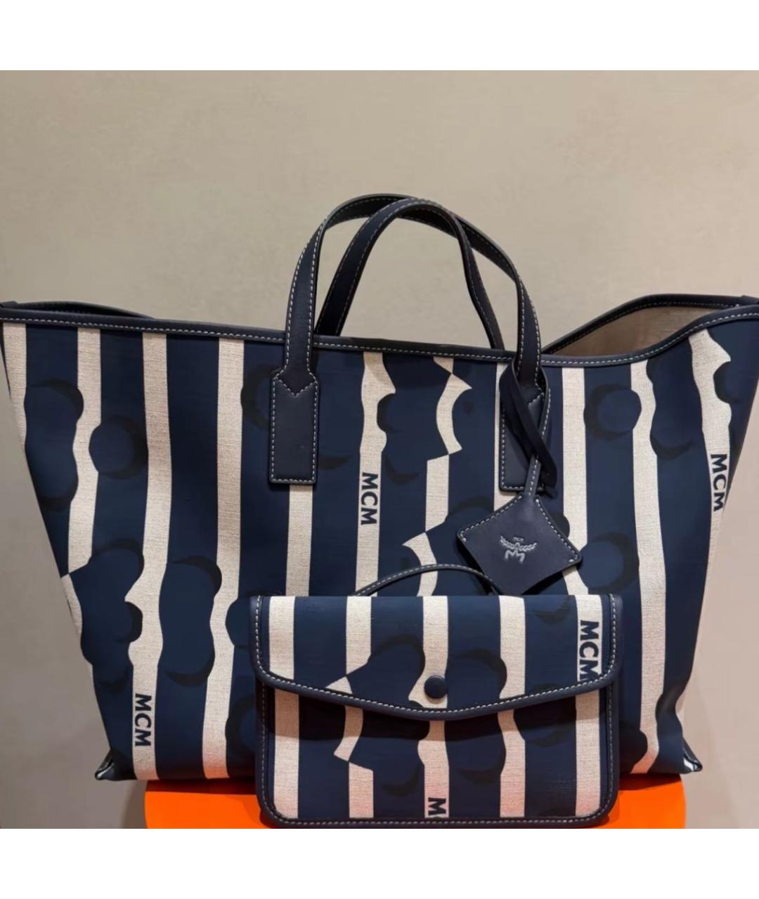 MCM Темно-синяя сумка тоут, фото 6