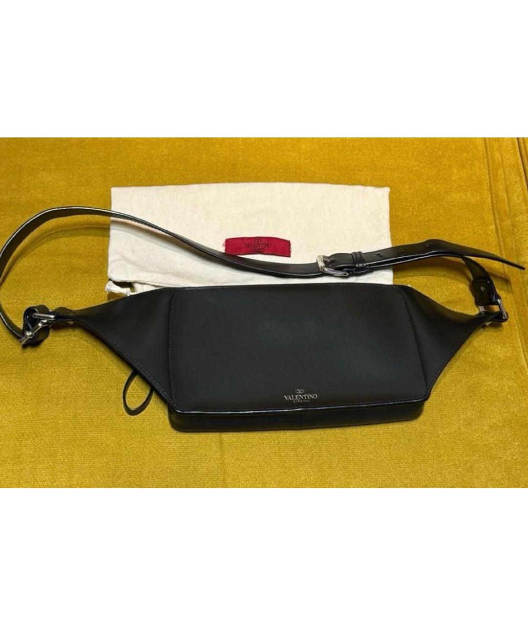 VALENTINO Черная кожаная поясная сумка, фото 2