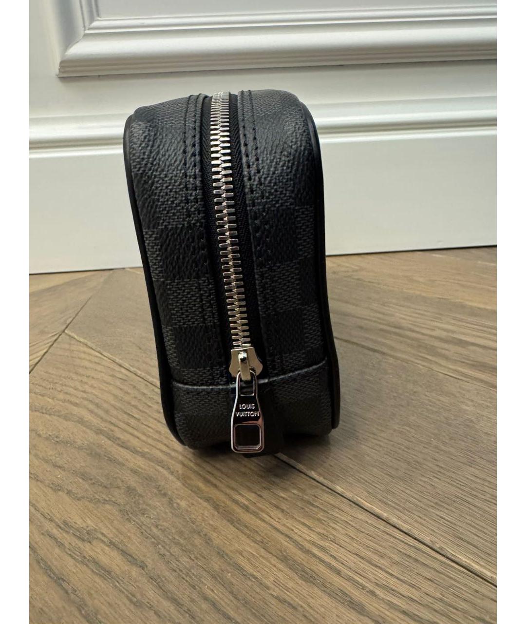 LOUIS VUITTON Черная кожаная барсетка, фото 2