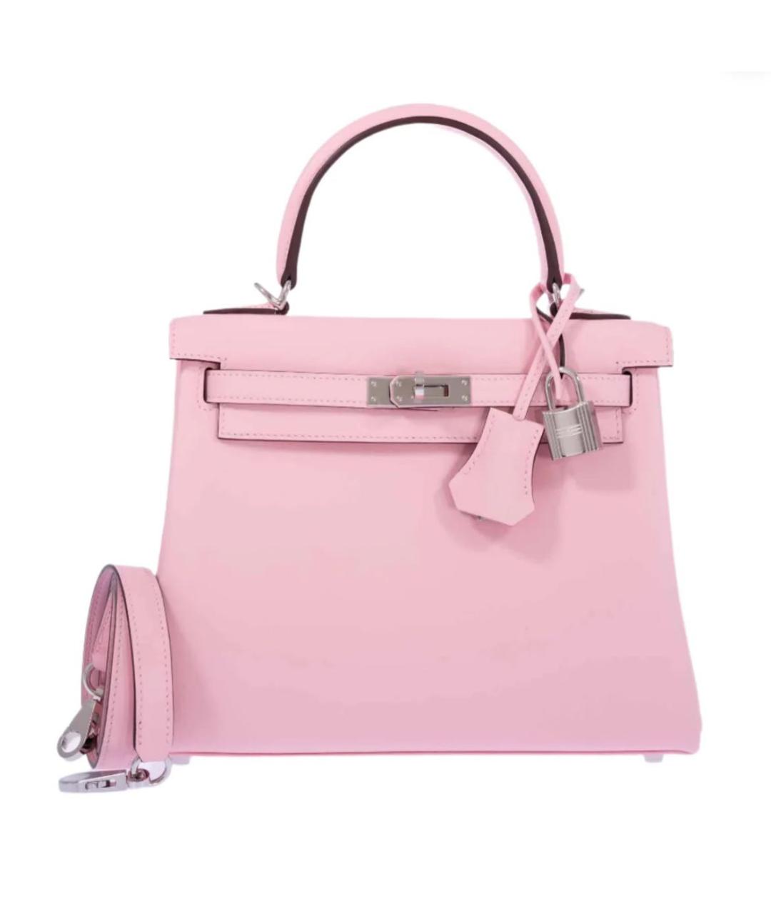 HERMES Розовая кожаная сумка с короткими ручками, фото 5