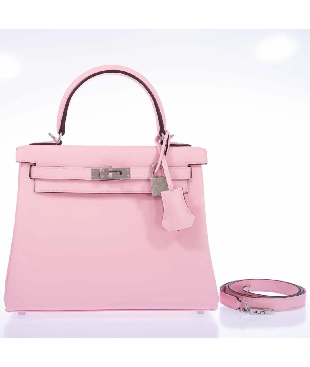 HERMES Розовая кожаная сумка с короткими ручками, фото 2